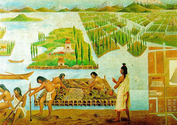 aztecas de Centroamérica desarrollaron un método ingenioso de utilizar los conceptos de hidroponía