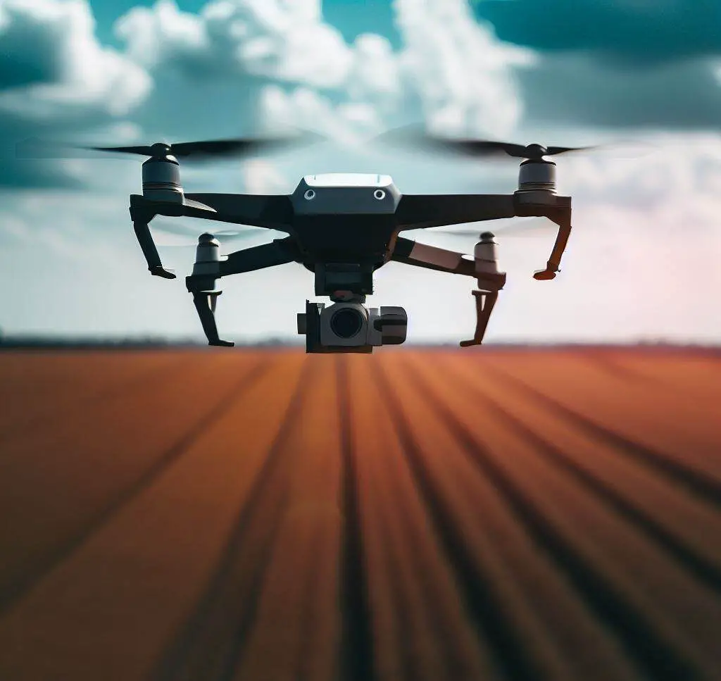 dron volando sobre un campo de cultivo